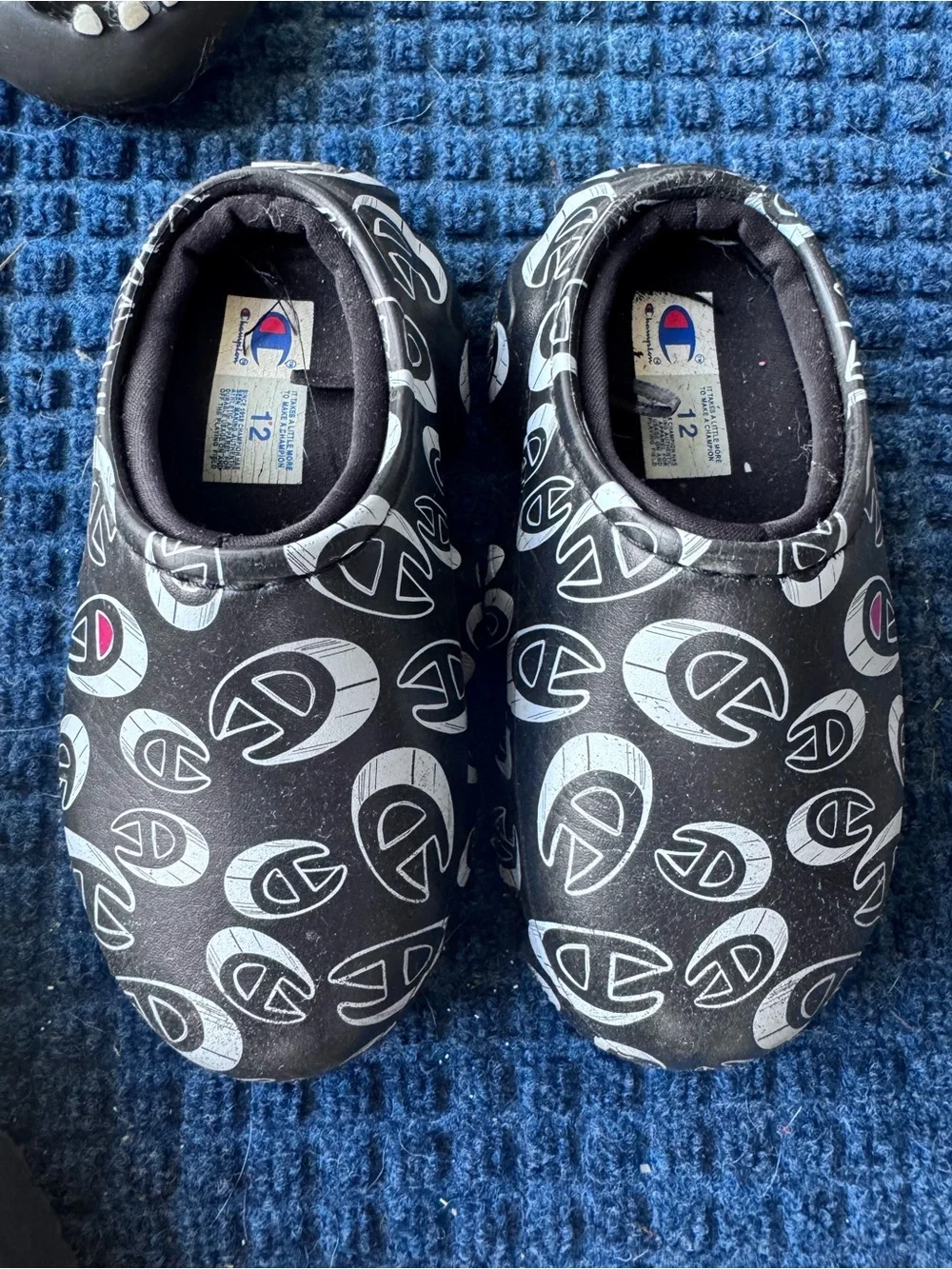Champion Kids Black Logo Clog Shoes with Pink Detail